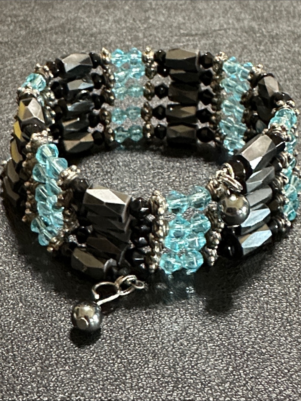 Magnetic Hematite & Faceted Bead Wrap Bracelet